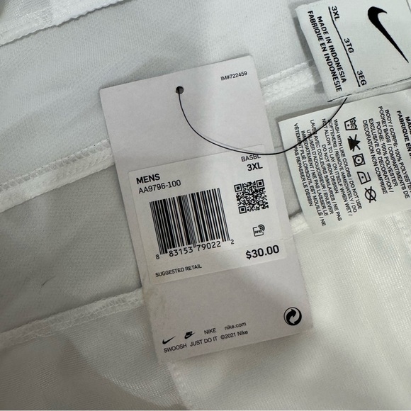 Nike Core Men's White Baseball Pants NEW Size 3XL - Picture 8 of 8